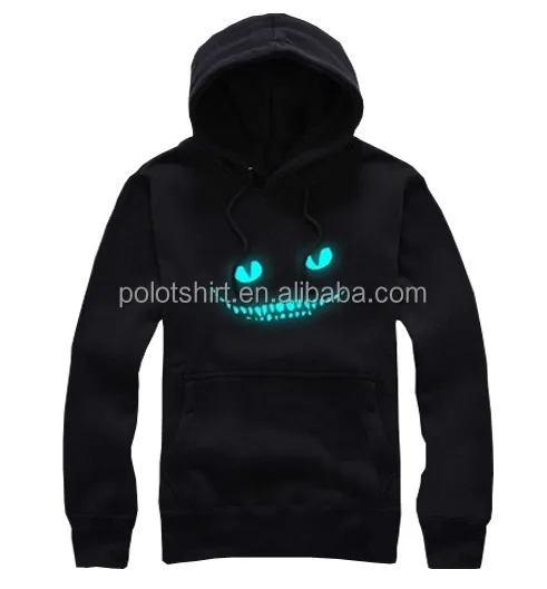 China white and blue lighting led EL flashing light hoodie with 2AA battery inverter
