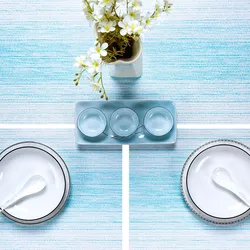 Buy online blue and white striped customized size available extra large bright colour funky table mats garden table placemats