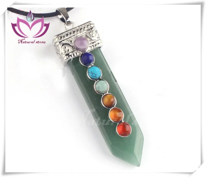sword shape seven chakra energy point gemstone necklace pendant