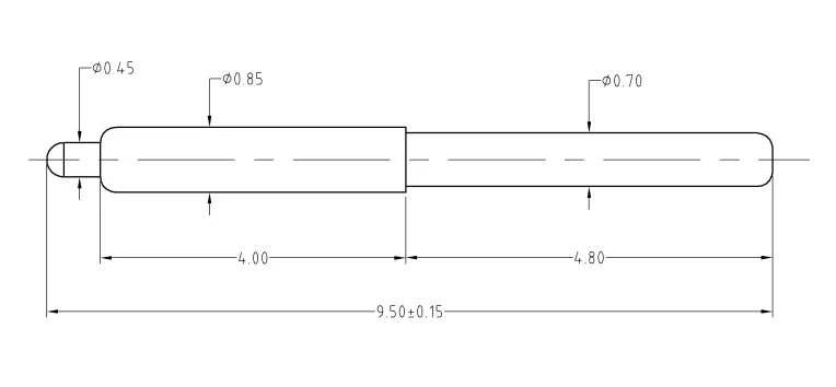 1A brass DIP gold plated spring contact through hole pogo pin