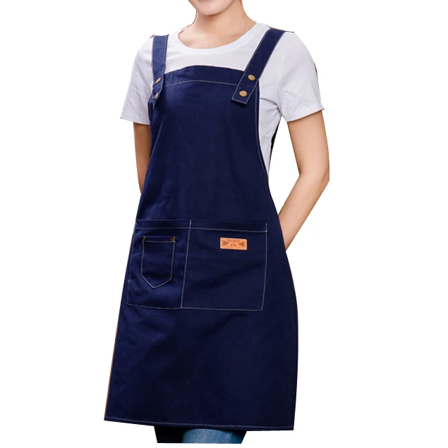 hot sale heavy durable Exquisite workmanship multi pockets cotton canvas denim jean looking bib apron
