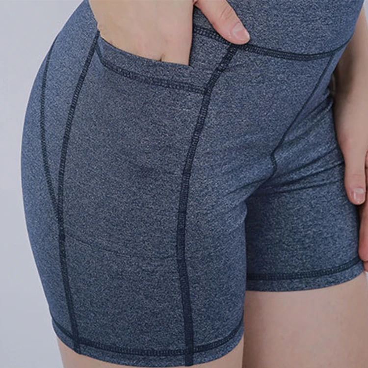 Custom Logo Women Fitness Shorts Plain Compression Yoga Shorts with Pocket