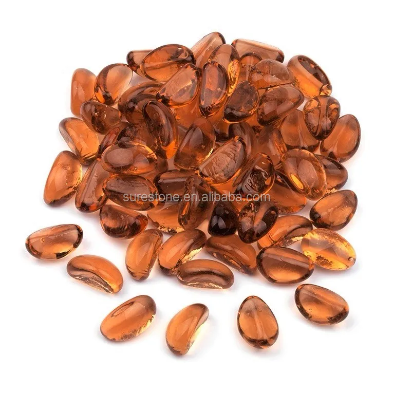 Chinese cashew shaped fire pit decorative glass beads pebbles stone for vases filler cemetery