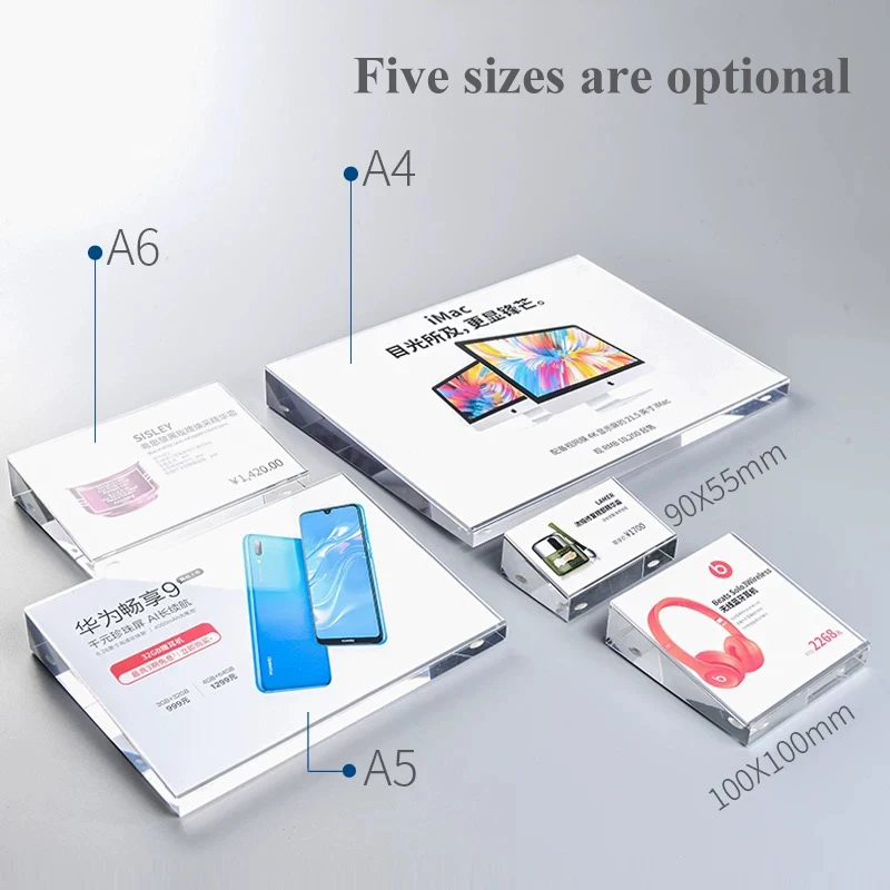 
High quality table advertising Acrylic Sign Holder transparent slanted back sign holder 