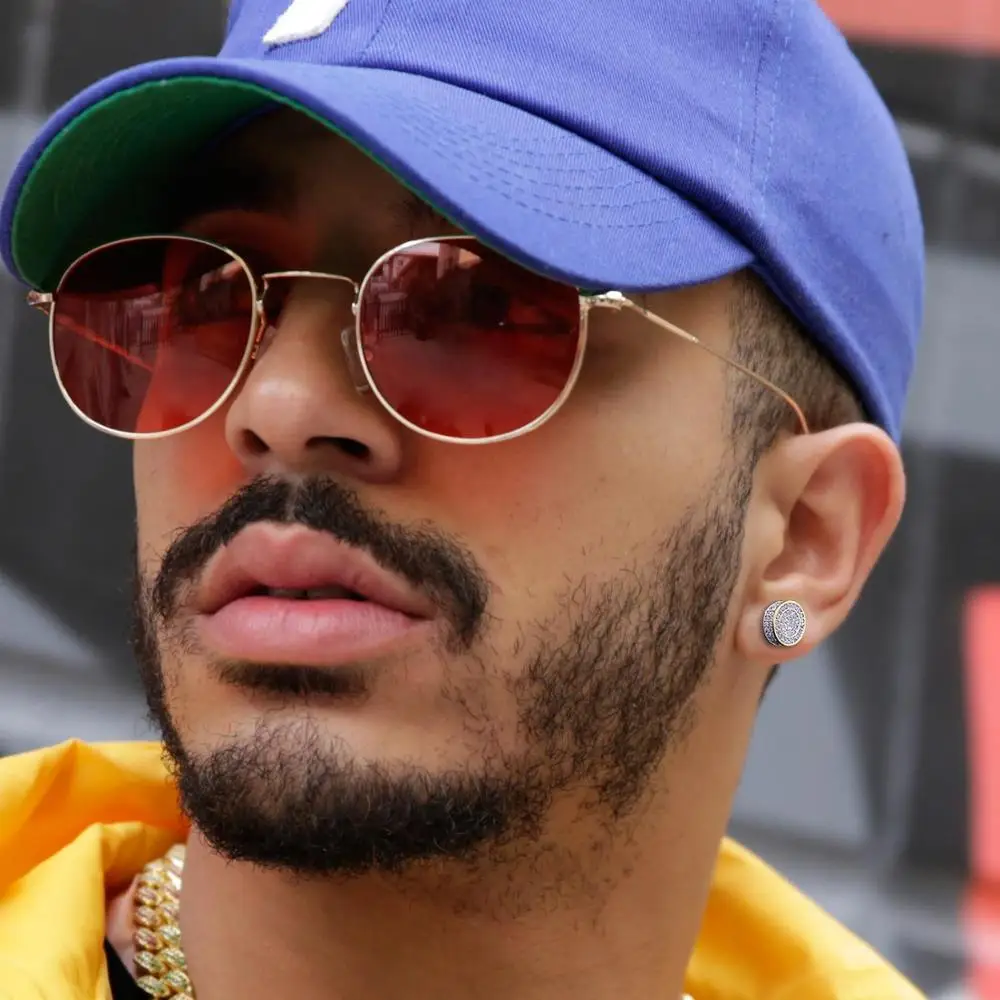 Серьги-гвоздики 925 стерлингового серебра 14 карат Позолоченные с фианитом