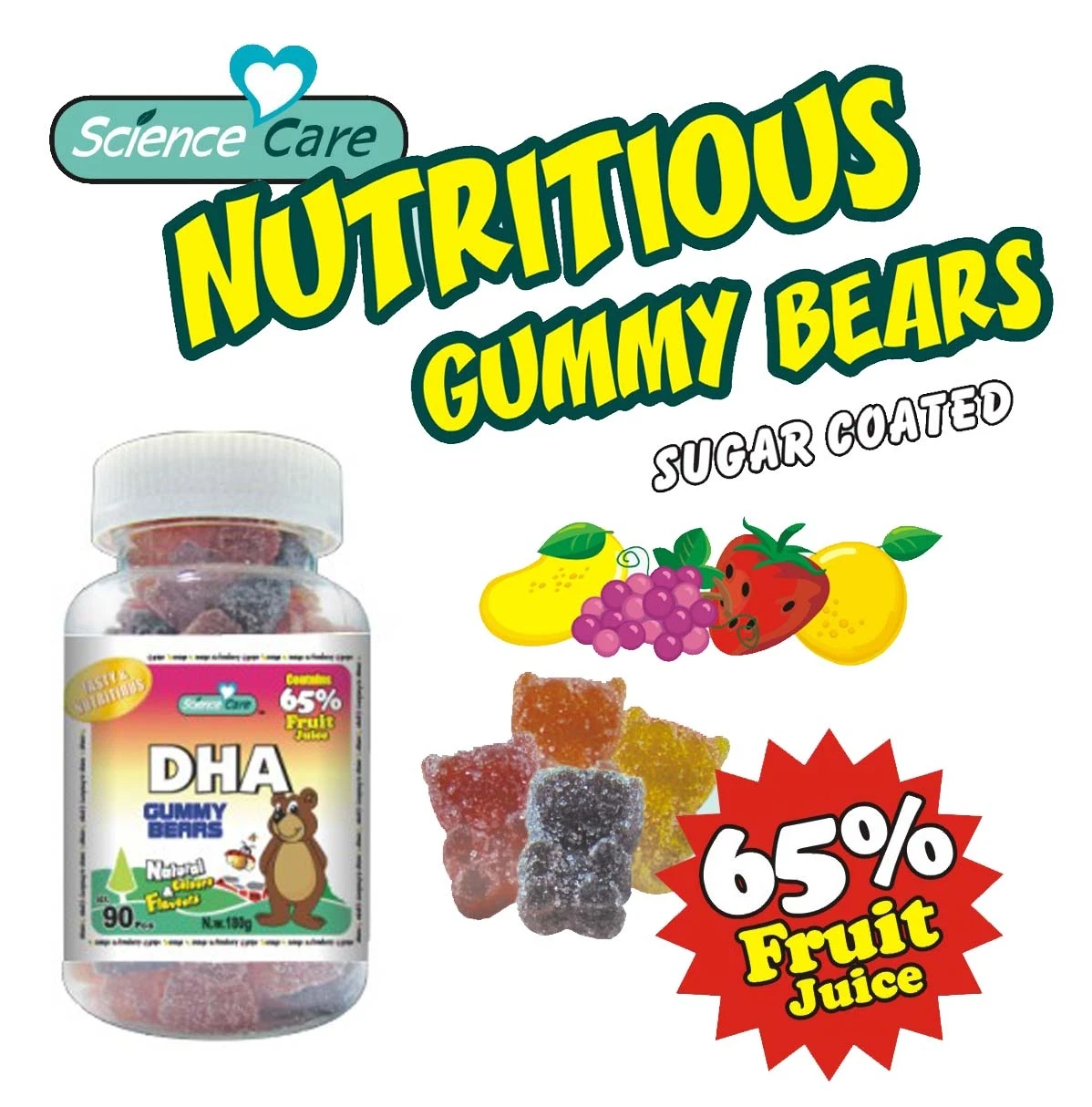 Ежедневная добавка, фруктовый сок DHA, конфеты gummy bear для детей