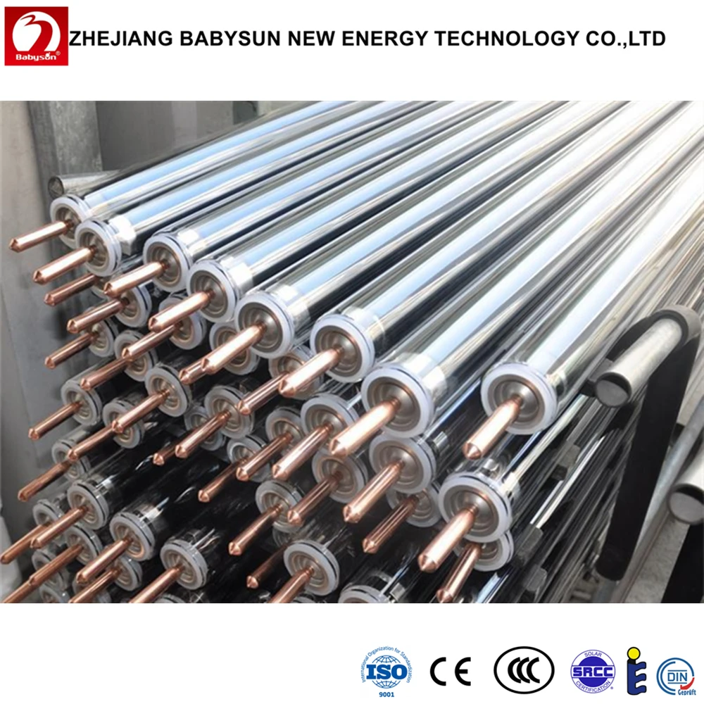 High quality vacuum tubes with heat pipes, copper heat pipe evacuated tubes