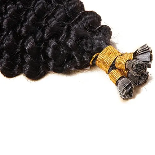 wholesale keratin flat tip hair extensions brazilian curly human hair
