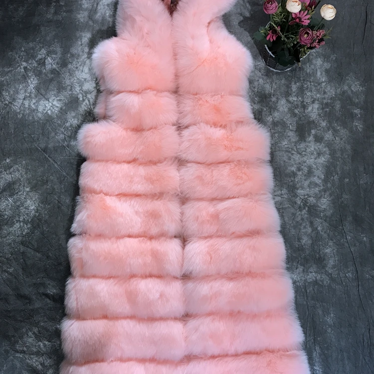 European style vest women long faux fur customized color coat