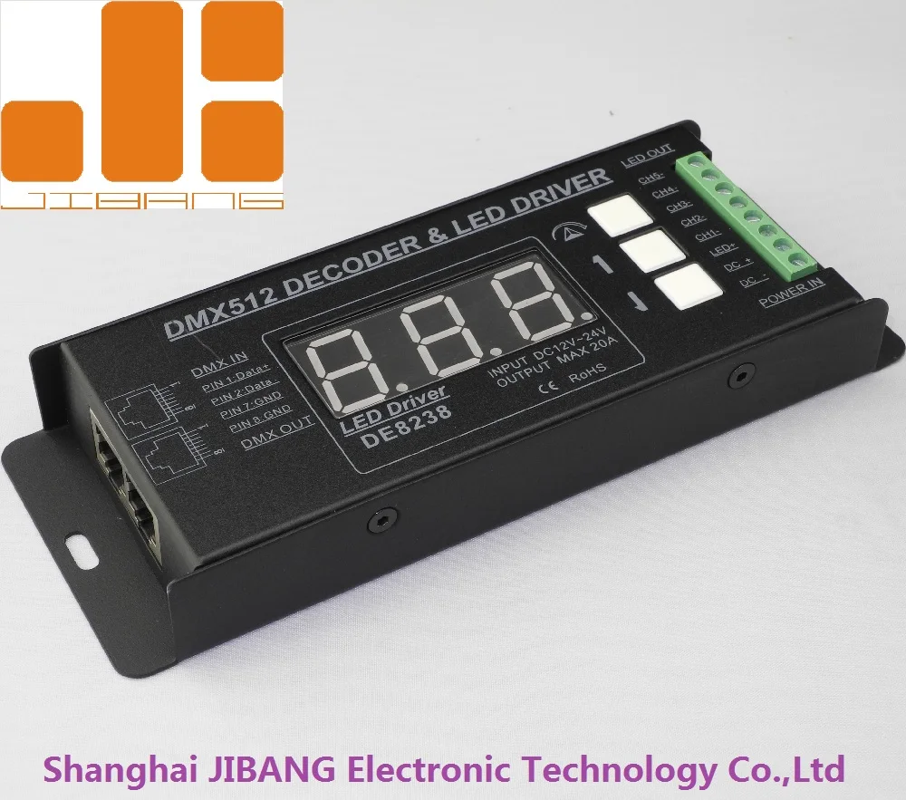 RGB+CCT 5CH Digital Tube Display DC12-24V Constant Voltage LED DMX512 DecoderDE8238