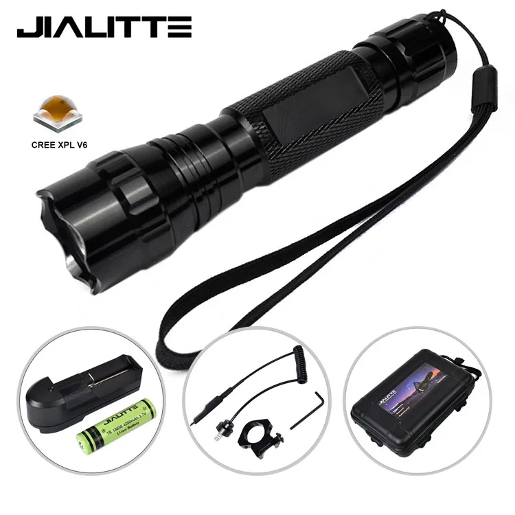 Jialitte F113 aluminum alloy high power CREES XPL V6 LED tactical military flashlight set