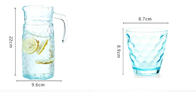7pcs 1.2L glass Cup Glassware Set, Juice Jug With Spout Cup Promotional glass  drinking set