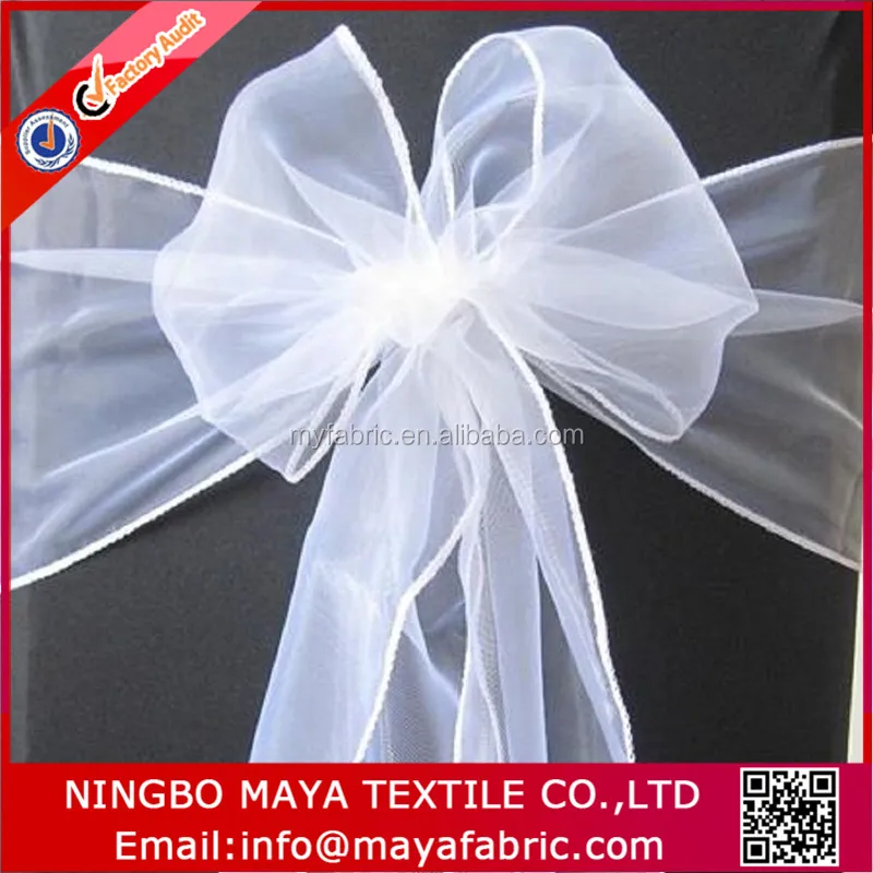 Factory supply colored organza chair sashes plain dyed organza fabric for banquet wedding Party Decoration Bow, home and hotel