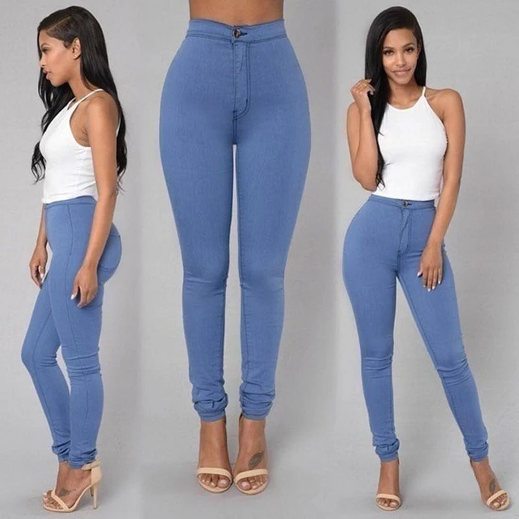 Vintage Washed Skinny Denim Jean ladies pencil  pants sexy jean colored  jeans women