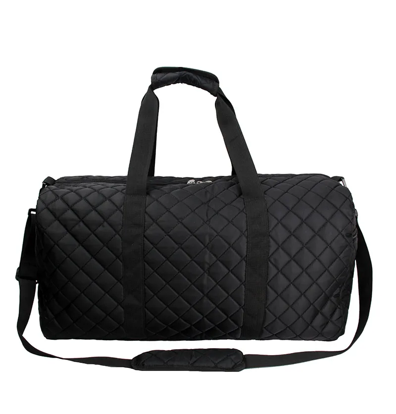 Stylish black checkered travel bag Quilting duffle bag