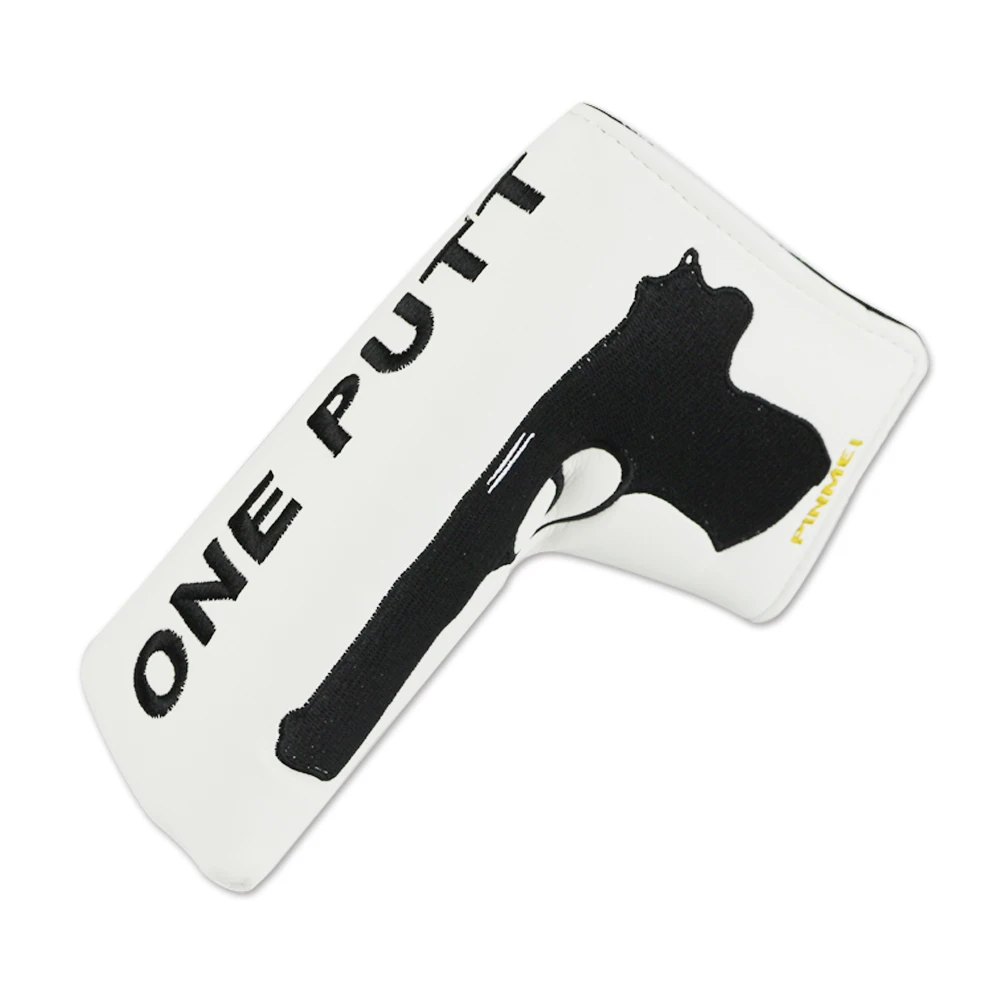PU leather gun design putter head cover golf embroidery logo headcover