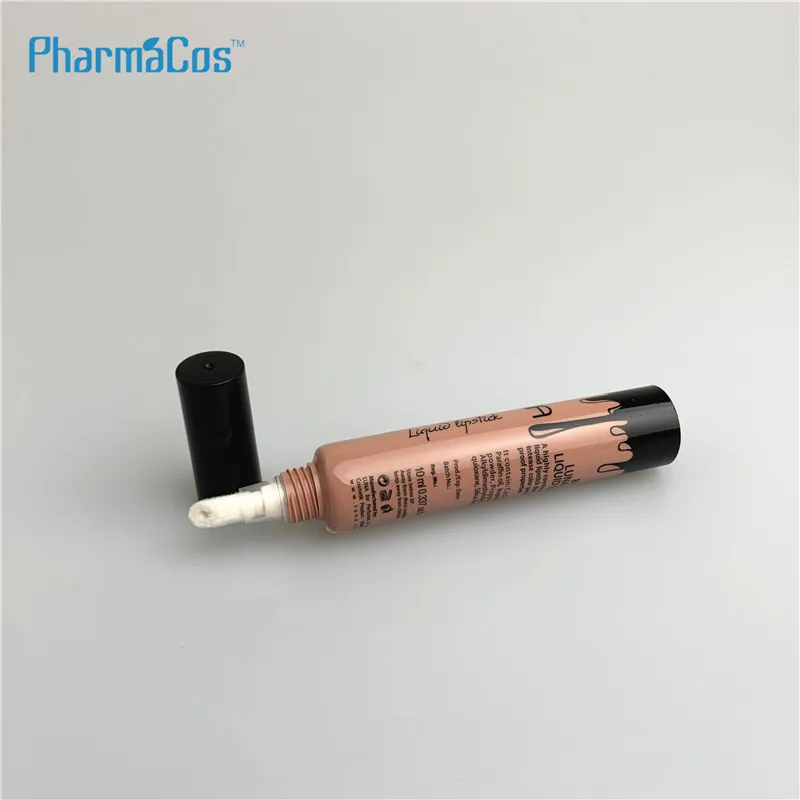 10ml empty liquid lipstick tube/lip balm container/plastic tube with brush applicator