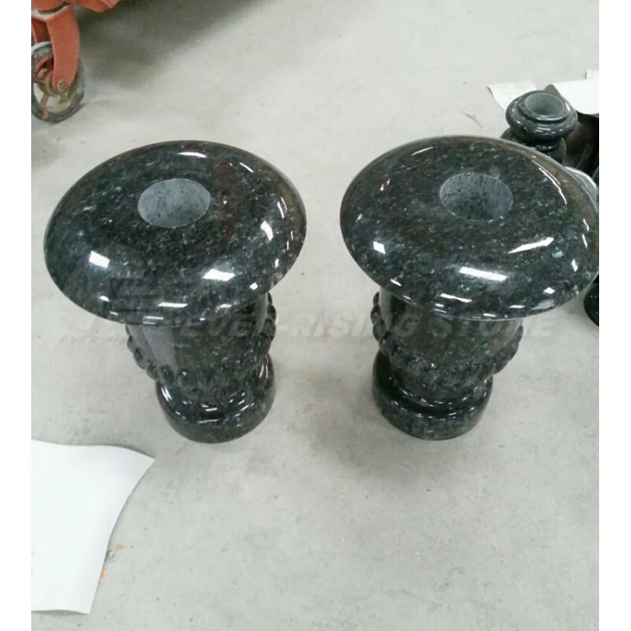 Wholesale High Quality Cemetery Flower Vase,Labrador Blue Granite Flower Vase For Tombstone