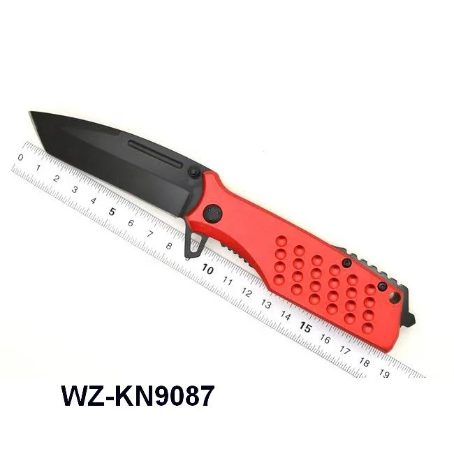 3CR13 stainless steel material type camping survival utility folding brass wood pocket knife