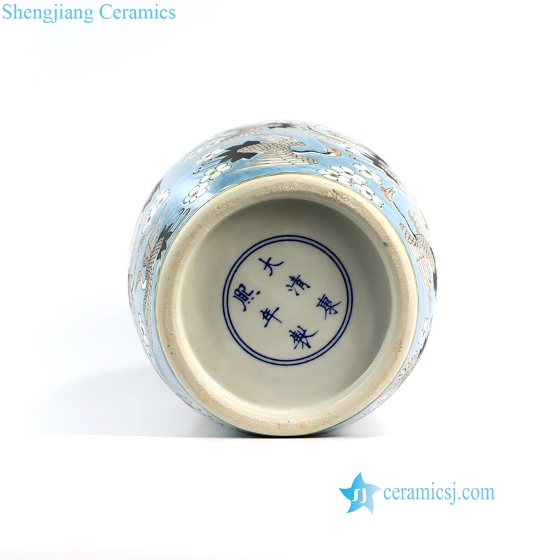 RZFA03 Chinese Qing Dynasty Kangxi emperor style reproduct hand paint crane porcelain vase
