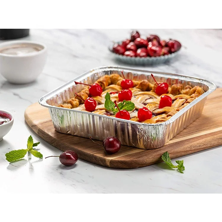 Square baking Pans Disposable Aluminum Foil Baking Tins For Baking Cooking, Broiling, Roasting