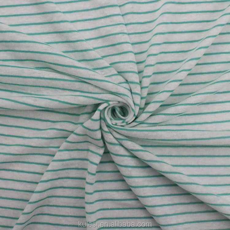 
2020 New Arrival 32S Cotton Linen Stripe Single Jersey Knitted Fabric for T-shirt 