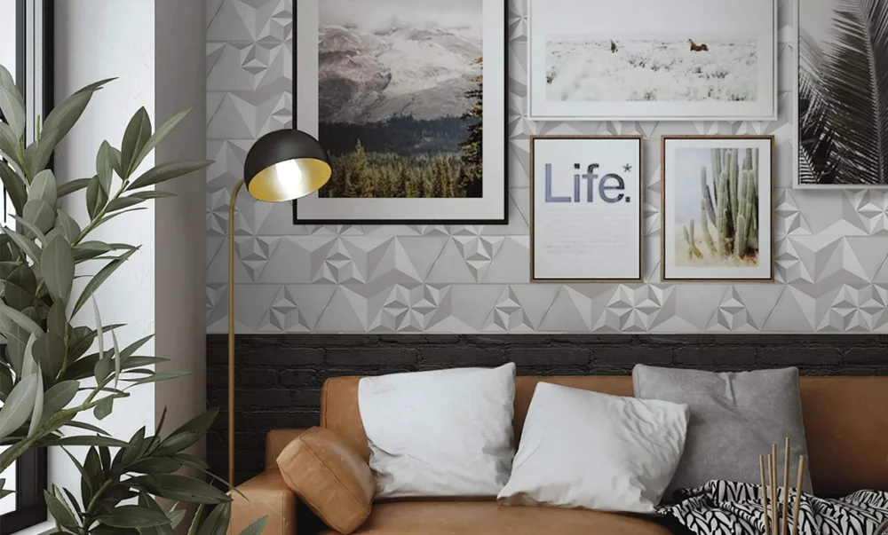 LUSSO Ceramic japan design hand make tile 150x130mm unique triangle 2 white concrete wall tile for art