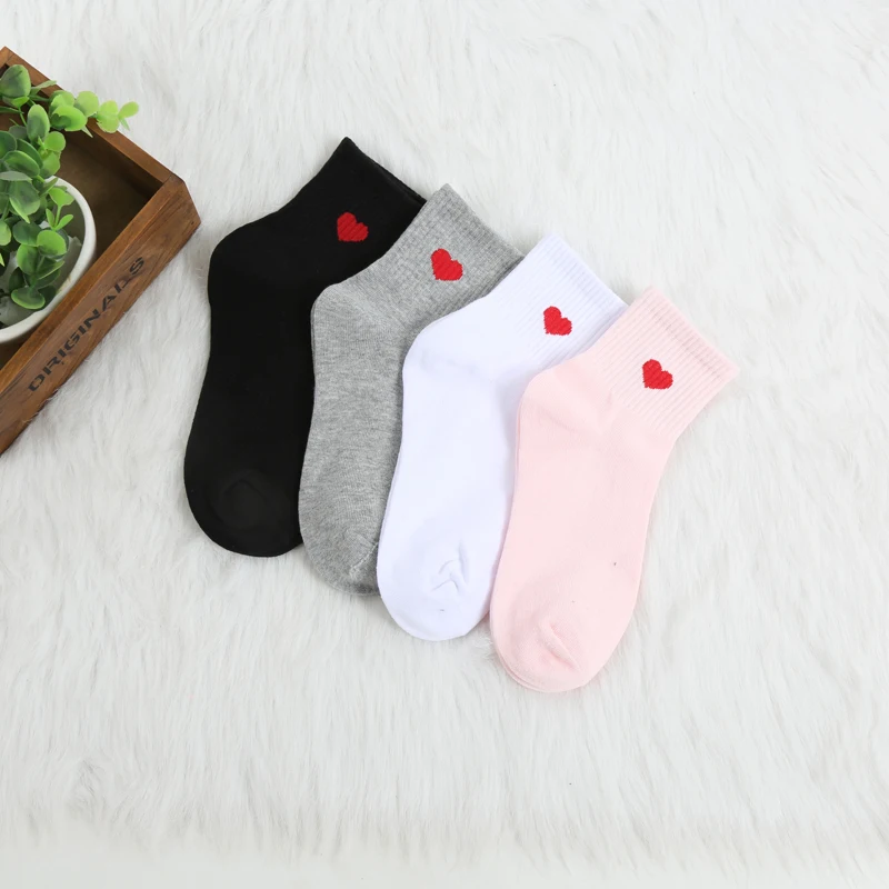 Heart Simple 100% Cotton Sweet  Boat Short  Invisible Women socks