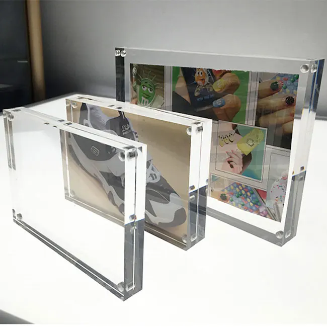 Acrylic photo frame, two sides photo holder, acrylic block sign holder