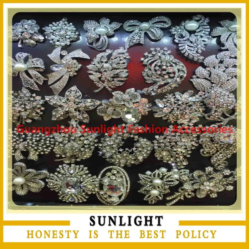 fashion wholesale luxury crystal rhinestone brooch for wedding bridal bouquet