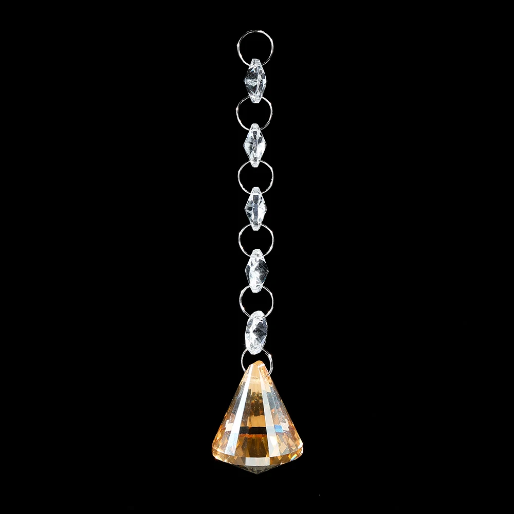 Crystal octagon bead garland chain glass champagne pendant chandelier lamp parts for wedding decor