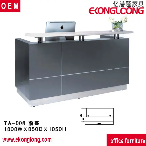 grey reception counter/reception desk