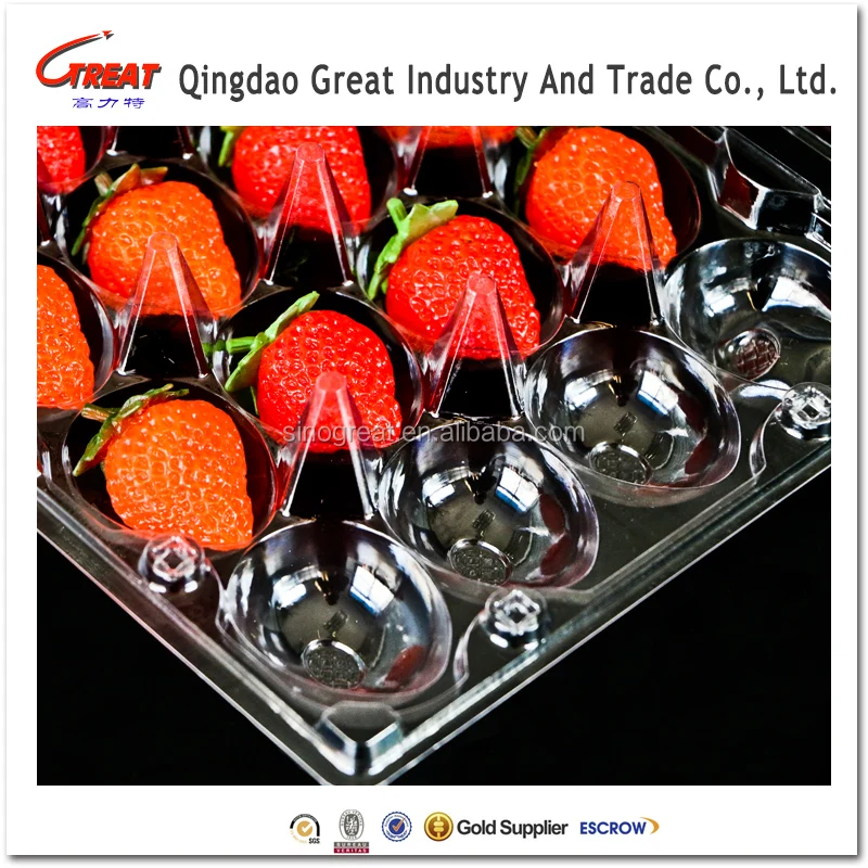 New Design food grade clear blister plastic strawberry packaging box container with 20 cells