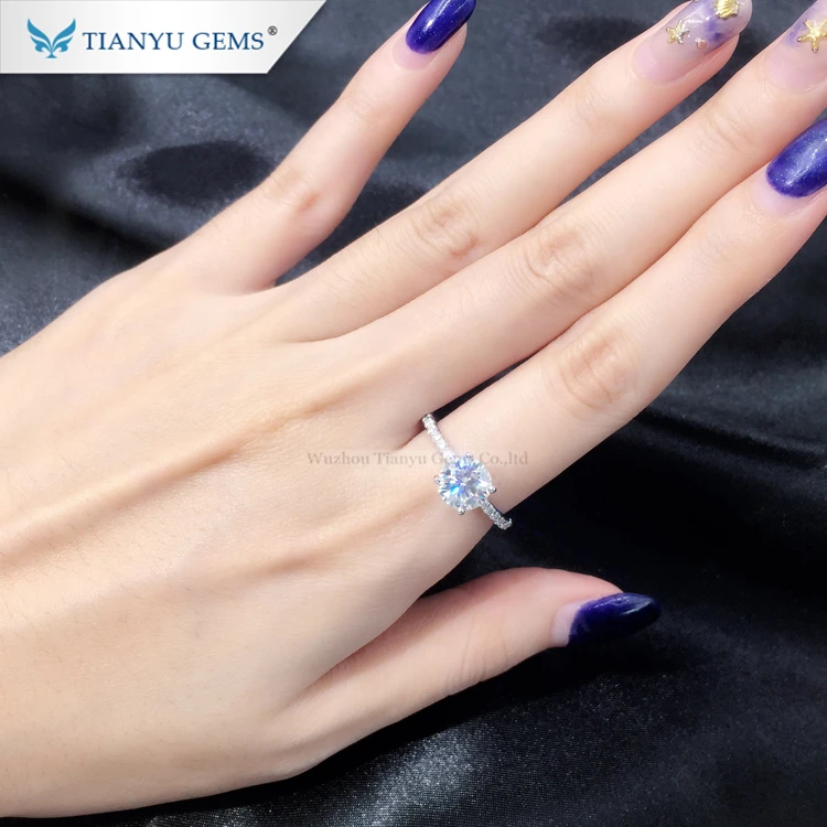Tianyu High End Jewelry Manufacturer China 1 2 3 4 5 Carat CT 14K Solid White Gold Engagement Wedding Custom Moisssanite Rings