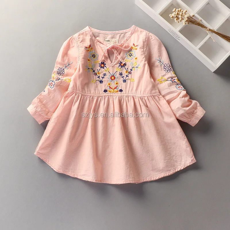 OEM wholesale child clothes Girl denim long sleeve dress Autumn kids dress