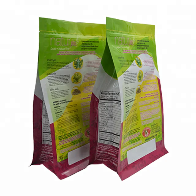 Handle Hole Top Gravures Printed  Recyclable Kraft Paper Square Bottom Plastic Bag