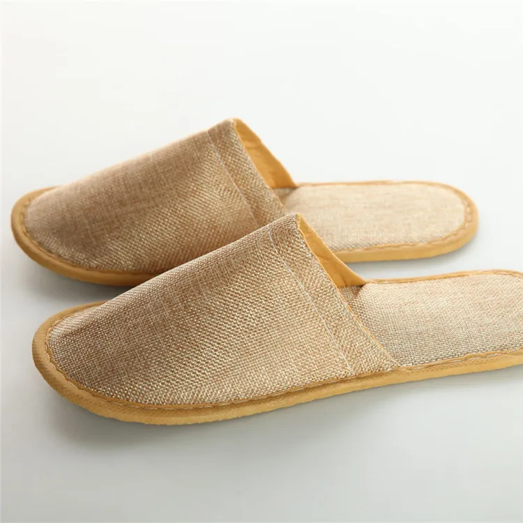 Wholesale hotel hotel one - time home stay accommodation thick ramie cotton cloth non - slip slippers
