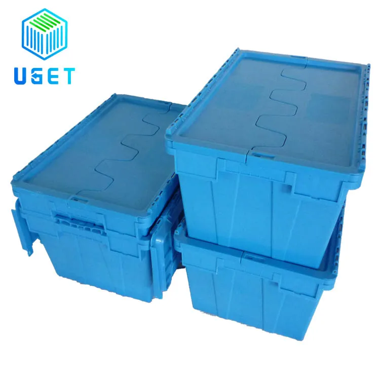 90L Removal Plastic Shipping Turnover Box for Electronic Security Transport Crate with Padlock