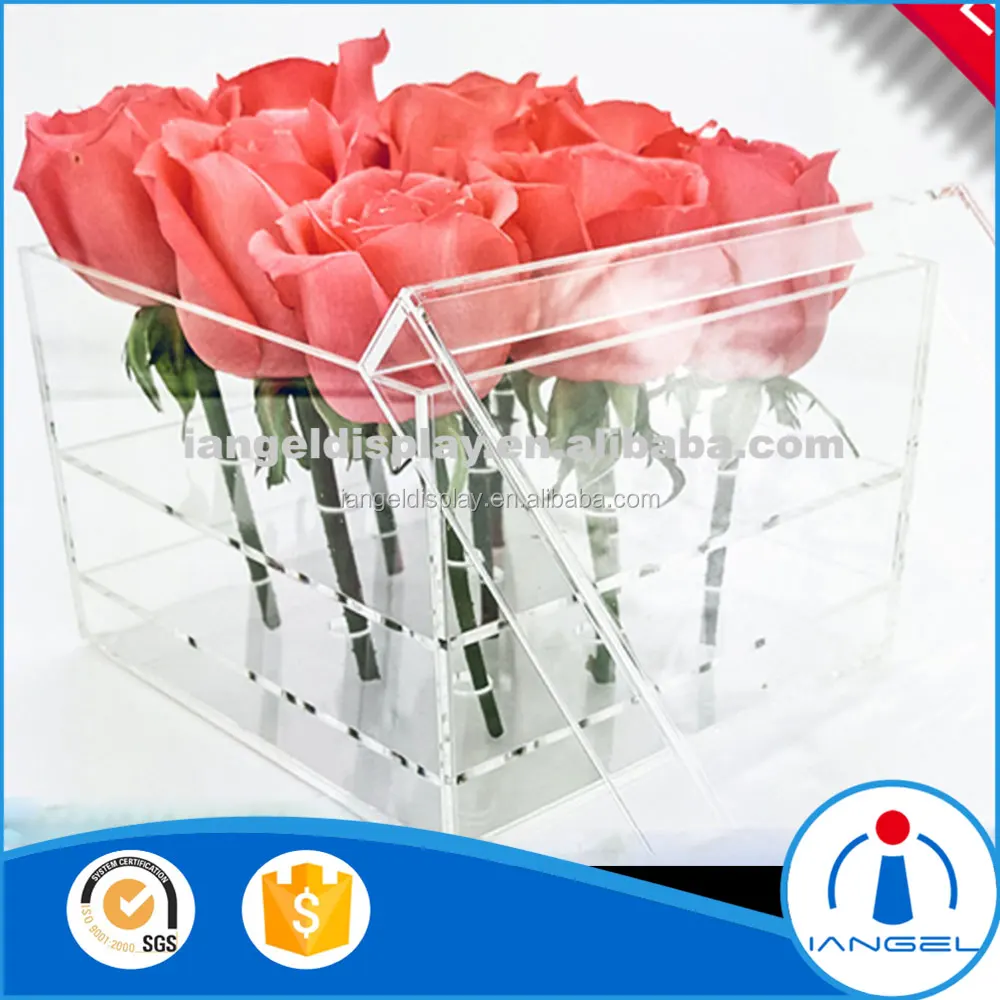 Iangel clear acrylic flower rose box packaging