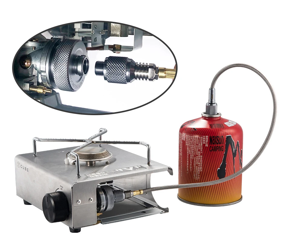 Aluminum Alloy Outdoor Hiking Camping Gas Stove Adaptor Furnace Converter Connector Auto-off Gas Canister Adapter