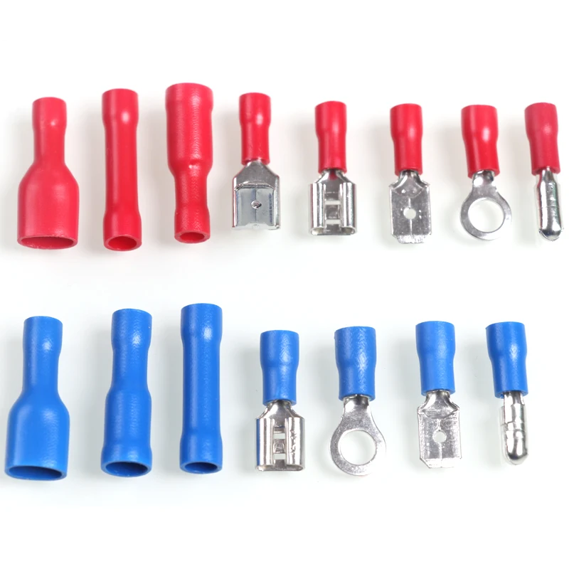 200PCS Assorted Insulated Electrical Wire Crimp Cable Connector Spade Butt Ring Fork Set Ring Lugs Terminals Kit