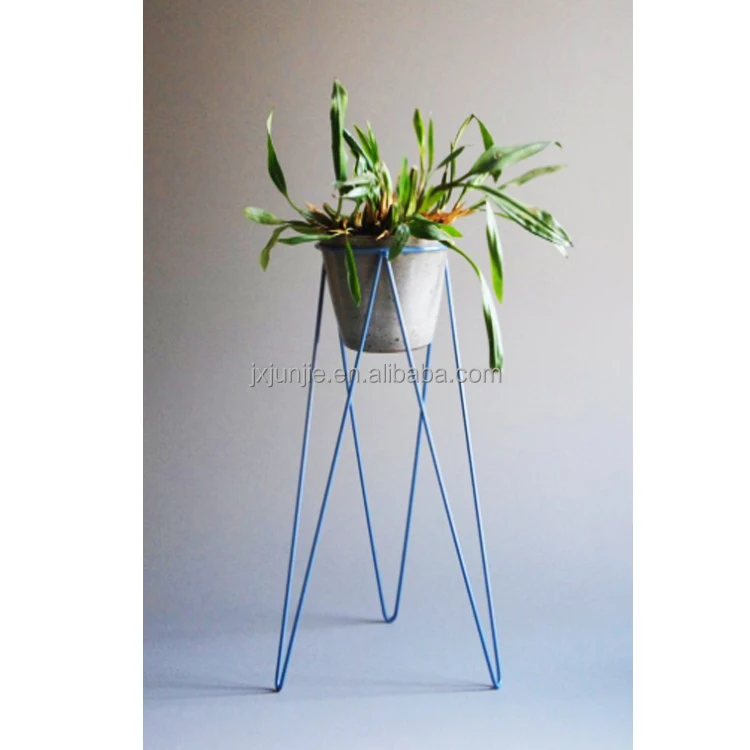 Tall Floor Garden Iron Flower Pot Stand With Triangular Base