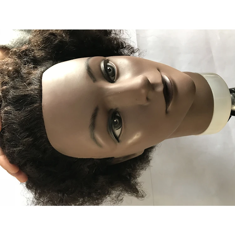 Afro American Cosmetology Mannequin Head 100% Human Hair afro training hair mannequin for practice braiding