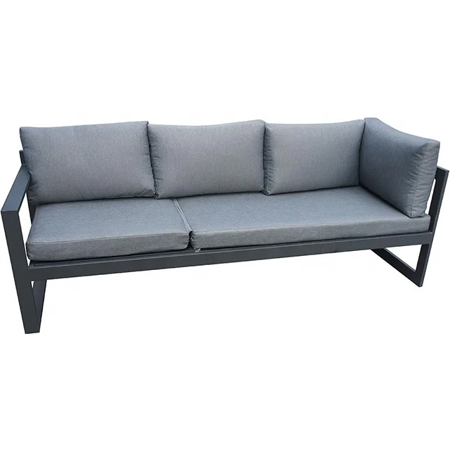 Outdoor Thick Cushioned Aluminum Couch Sectional Lounge Sofa Sets with Side Table Weather Resistant L-Shaped Seating Group