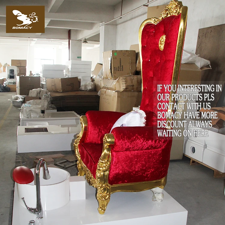 Bomacy Red High Back King Throne Chair Manicure Pedicure Chair Nail Salon Furniture SPA Equipment