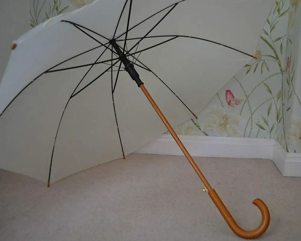 
Large Ivory Cream Woodstick Wedding Umbrella / Golf Races Parasol 