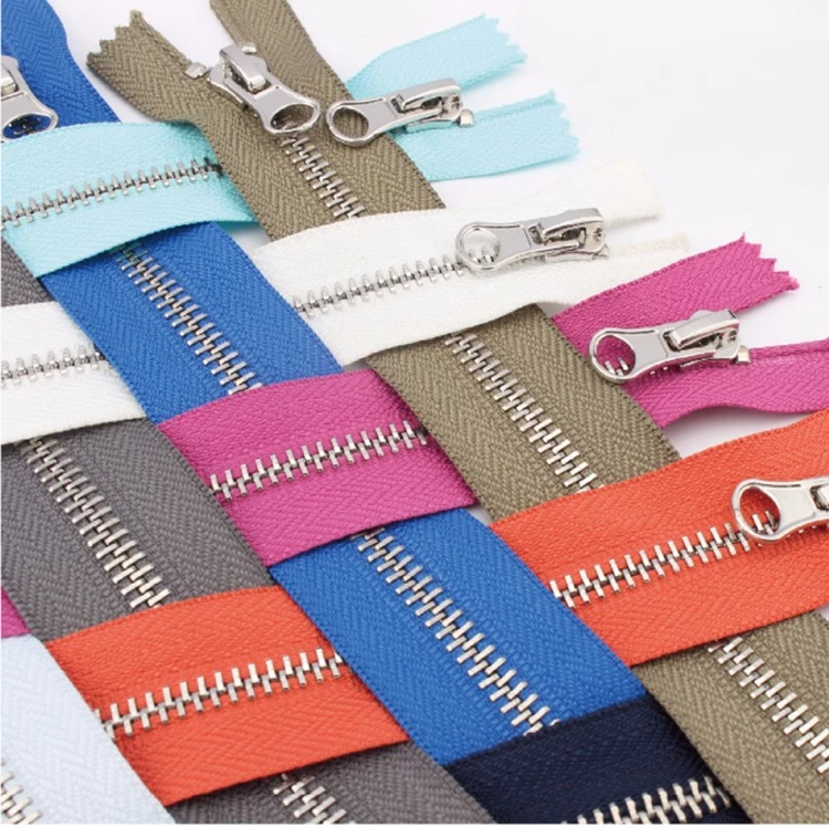 Multi-color With Pearl Slider No 5 Zippers For DIY Sewing 10 mix Colors Available metal zippers