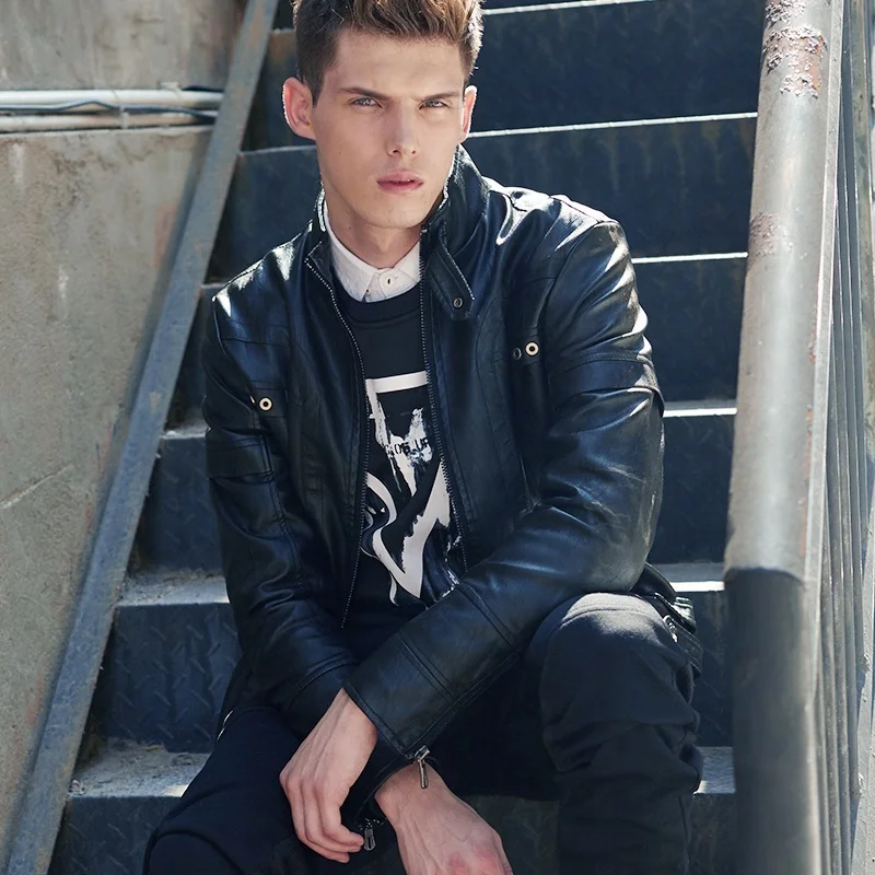 Retro Motorcycle Leather Jacket Mens Leather Jacket Men Sample Faux Leather Bomber Jacket