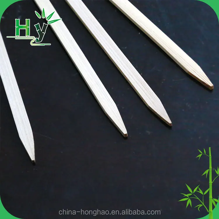 Flat bamboo stick for barbecue stainless steel rotating bbq skewer