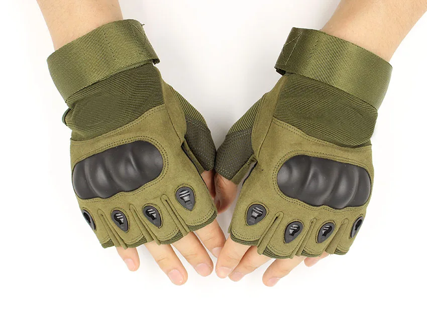 2021 Fingerless Tactical Airsoft Army  Black Tan Green Hard knuckle Military Gloves